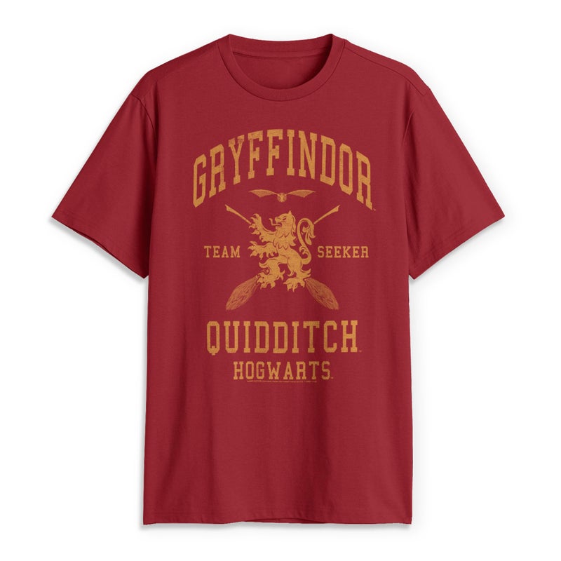 Harry Potter Warner Bros Gryffindor Quidditch Seeker Premium Soft Hand Solid Tee Cardinal - Image 1
